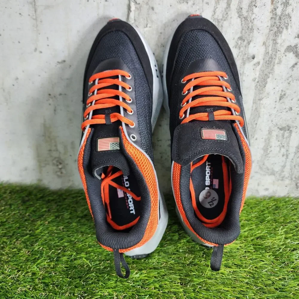 MSRP $148 Polo Ralph Lauren Polo Sport PS250 Men’s Shoes Size 9.5 Black Orange